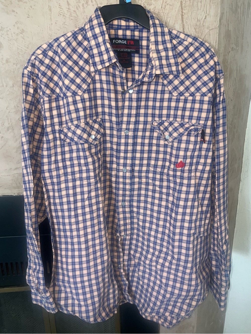 Forge FR Flame Resistant Plaid Western Snap Shirt Men's XL NFPA 2112
